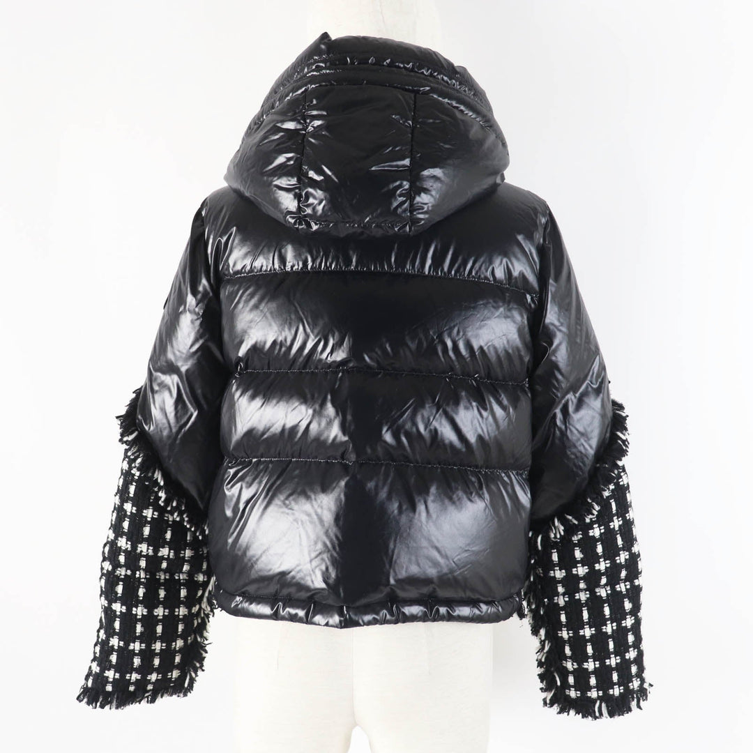 MONCLER Down jacket Outer: 100% nylon, Filling: 90% down, Filling: 10% feather, Lining: 100% nylon, Part: 46% wool Black White GINAVELLE Women Used Authentic