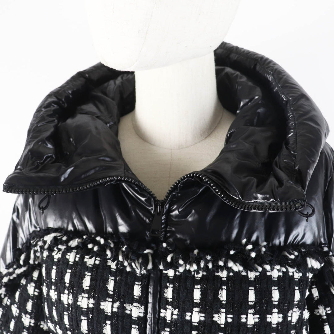 MONCLER Down jacket Outer: 100% nylon, Filling: 90% down, Filling: 10% feather, Lining: 100% nylon, Part: 46% wool Black White GINAVELLE Women Used Authentic