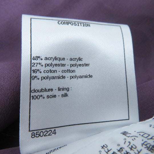 CHANEL Jacket 22P P72383 Outer: 48% acrylic, Outer: 27% polyester, Outer: 16% cotton, Outer: 9% polyamide (nylon), Lining: 100% silk Purple type Women 36 Used Authentic