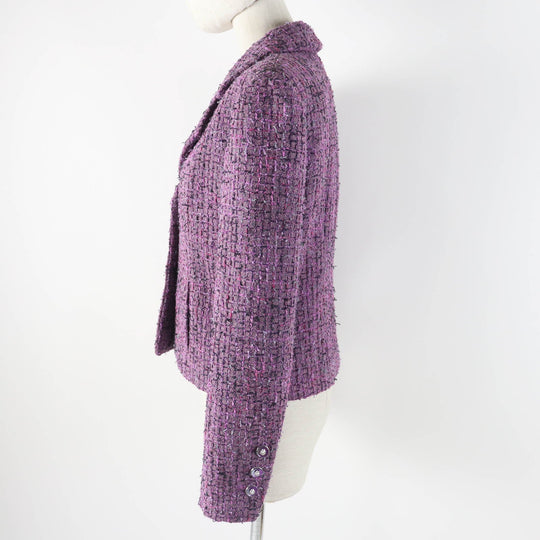 CHANEL Jacket 22P P72383 Outer: 48% acrylic, Outer: 27% polyester, Outer: 16% cotton, Outer: 9% polyamide (nylon), Lining: 100% silk Purple type Women 36 Used Authentic
