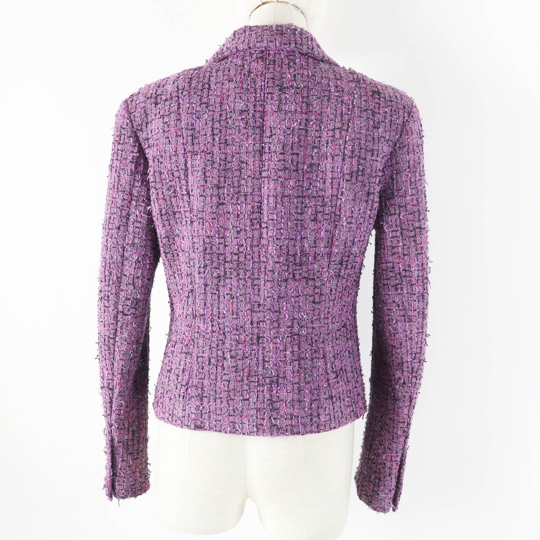 CHANEL Jacket 22P P72383 Outer: 48% acrylic, Outer: 27% polyester, Outer: 16% cotton, Outer: 9% polyamide (nylon), Lining: 100% silk Purple type Women 36 Used Authentic