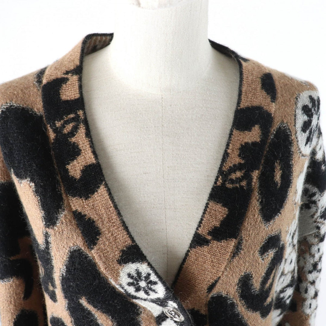CHANEL cardigan 23A P75362 cashmere Brown black 34