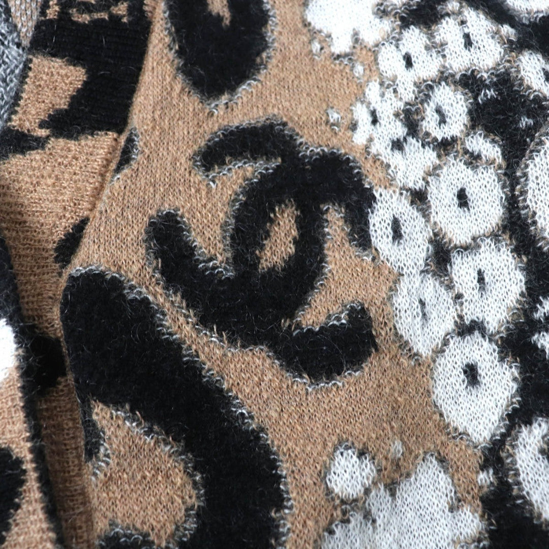 CHANEL cardigan 23A P75362 cashmere Brown black 34