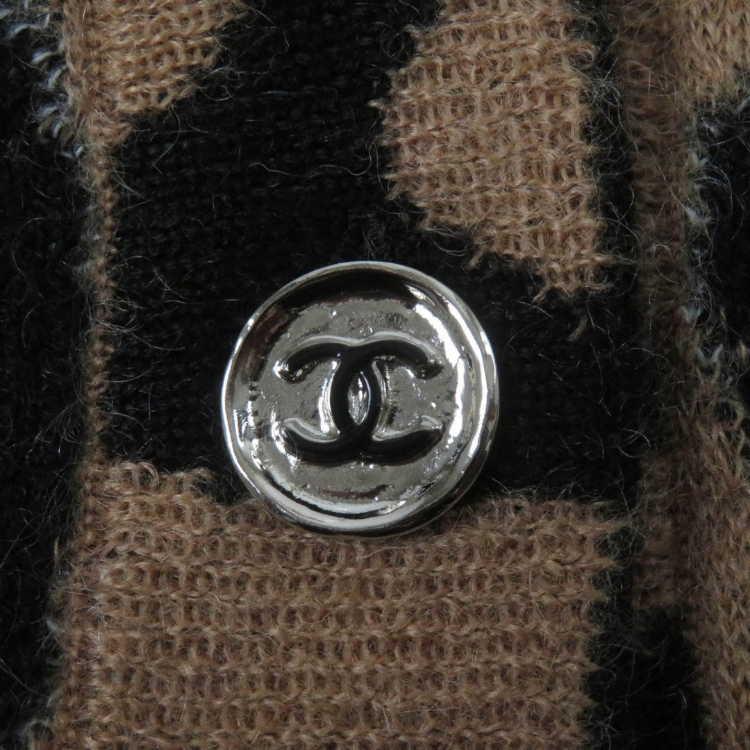 CHANEL cardigan 23A P75362 cashmere Brown black 34