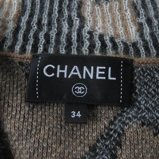 CHANEL cardigan 23A P75362 cashmere Brown black 34