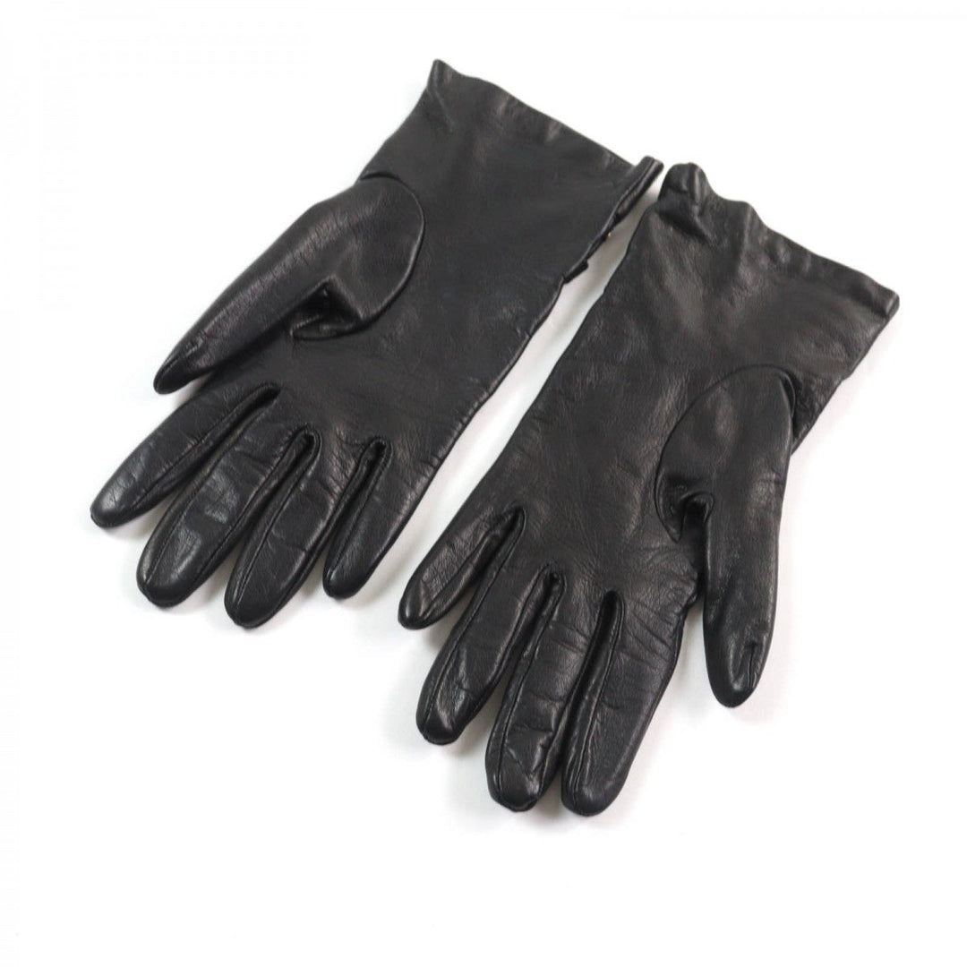GUCCI gloves Main: Leather, Lining: 100% Silk black Women 7.5 Used Authentic