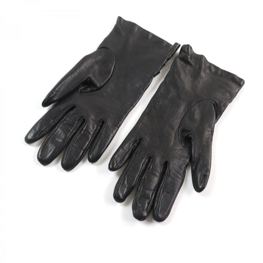 GUCCI gloves Main: Leather, Lining: 100% Silk black Women 7.5 Used Authentic