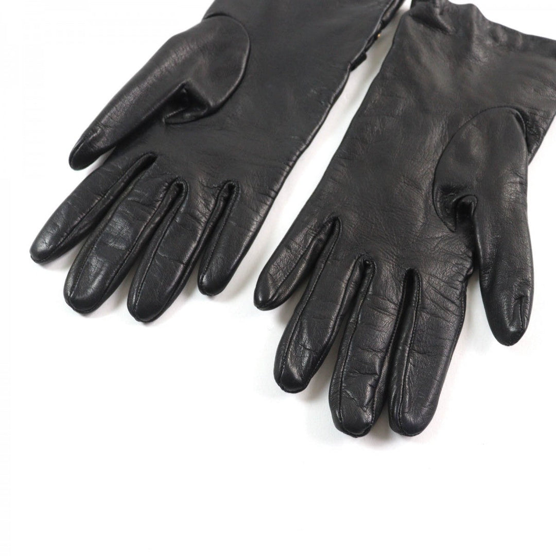 GUCCI gloves Main: Leather, Lining: 100% Silk black Women 7.5 Used Authentic