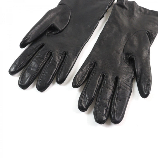 GUCCI gloves Main: Leather, Lining: 100% Silk black Women 7.5 Used Authentic