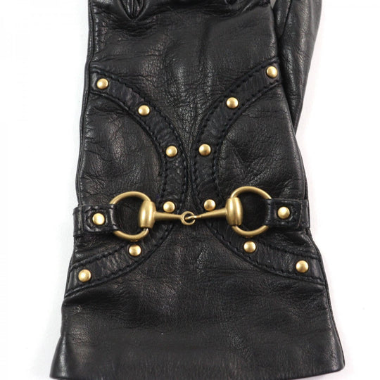 GUCCI gloves Main: Leather, Lining: 100% Silk black Women 7.5 Used Authentic