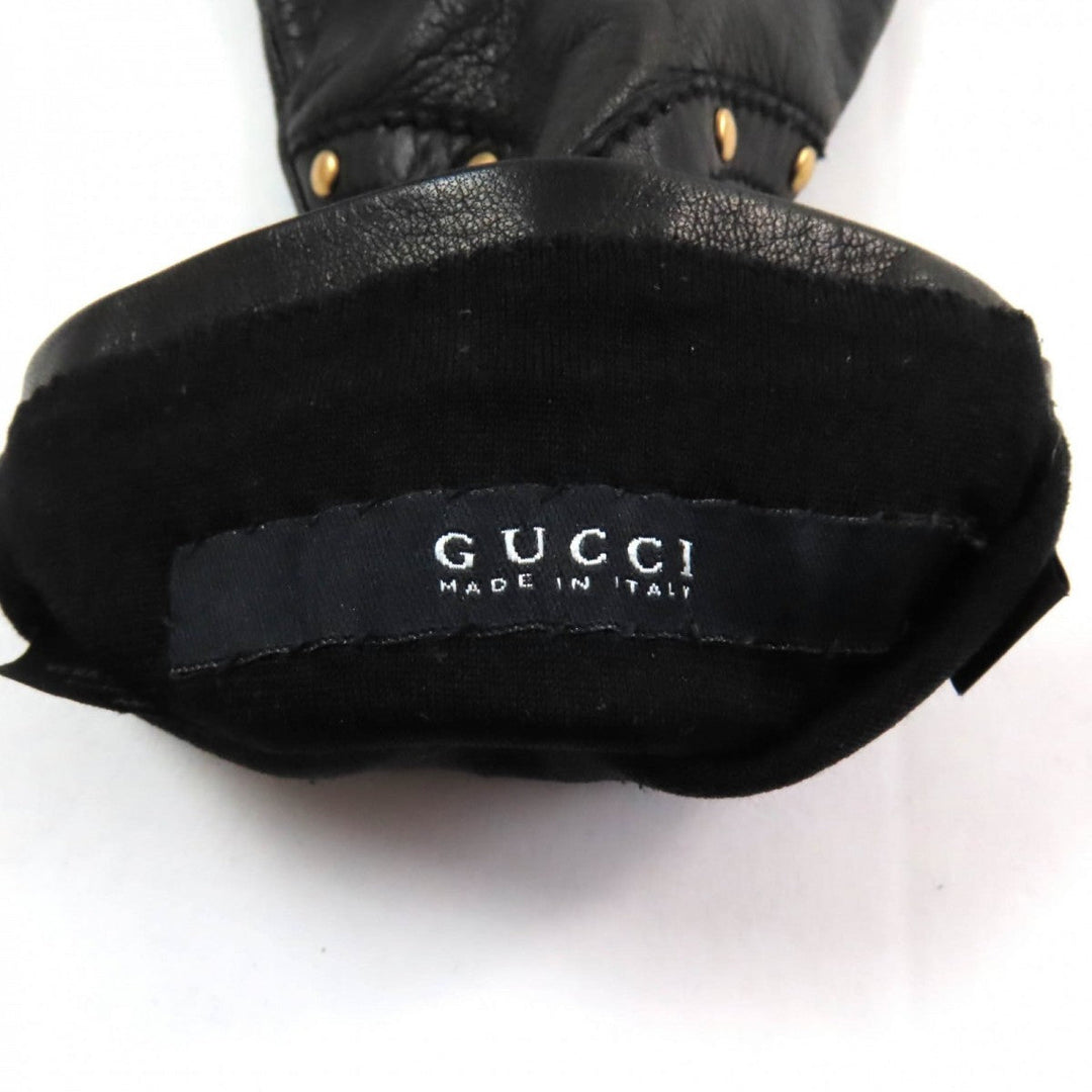 GUCCI gloves Main: Leather, Lining: 100% Silk black Women 7.5 Used Authentic