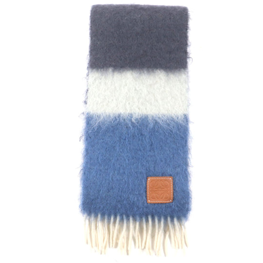 LOEWE Scarf Main: 50% mohair, Main: 48% wool, Main: 2% nylon Navy multi mens Used Authentic