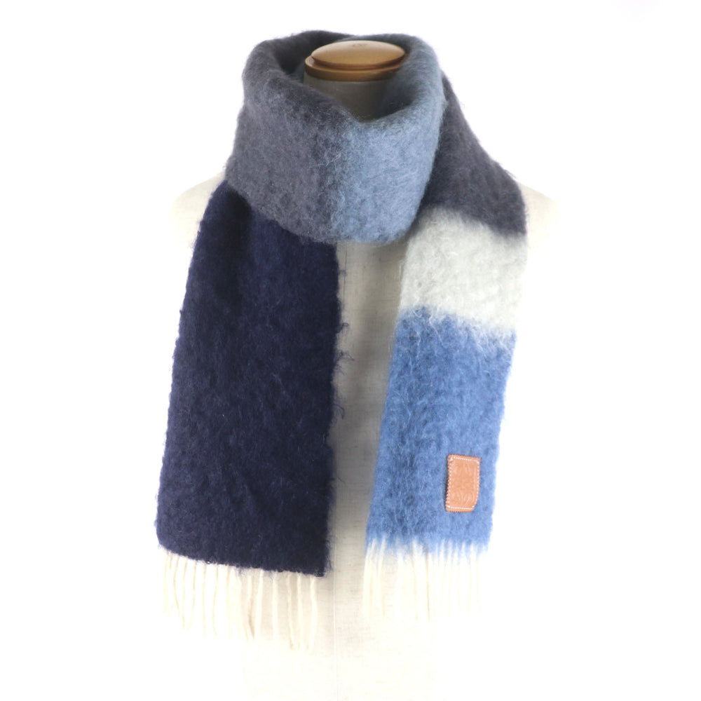 LOEWE Scarf Main: 50% mohair, Main: 48% wool, Main: 2% nylon Navy multi mens Used Authentic