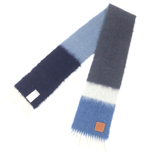 LOEWE Scarf Main: 50% mohair, Main: 48% wool, Main: 2% nylon Navy multi mens Used Authentic