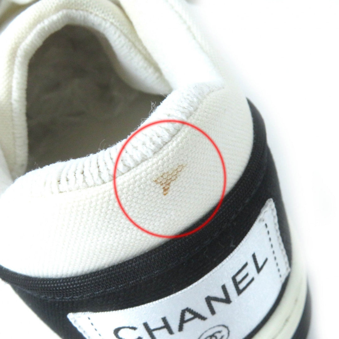 CHANEL Low cut sneakers G37488 Main: Canvas Black White Women 37 Used Authentic