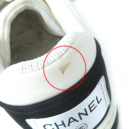 CHANEL Low cut sneakers G37488 Main: Canvas Black White Women 37 Used Authentic