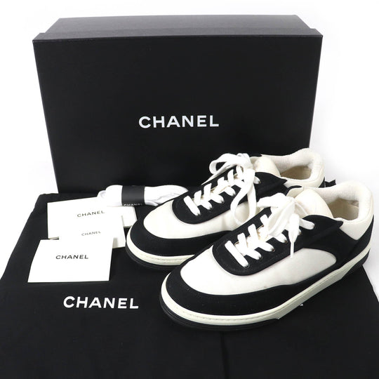 CHANEL Low cut sneakers G37488 Main: Canvas Black White Women 37 Used Authentic