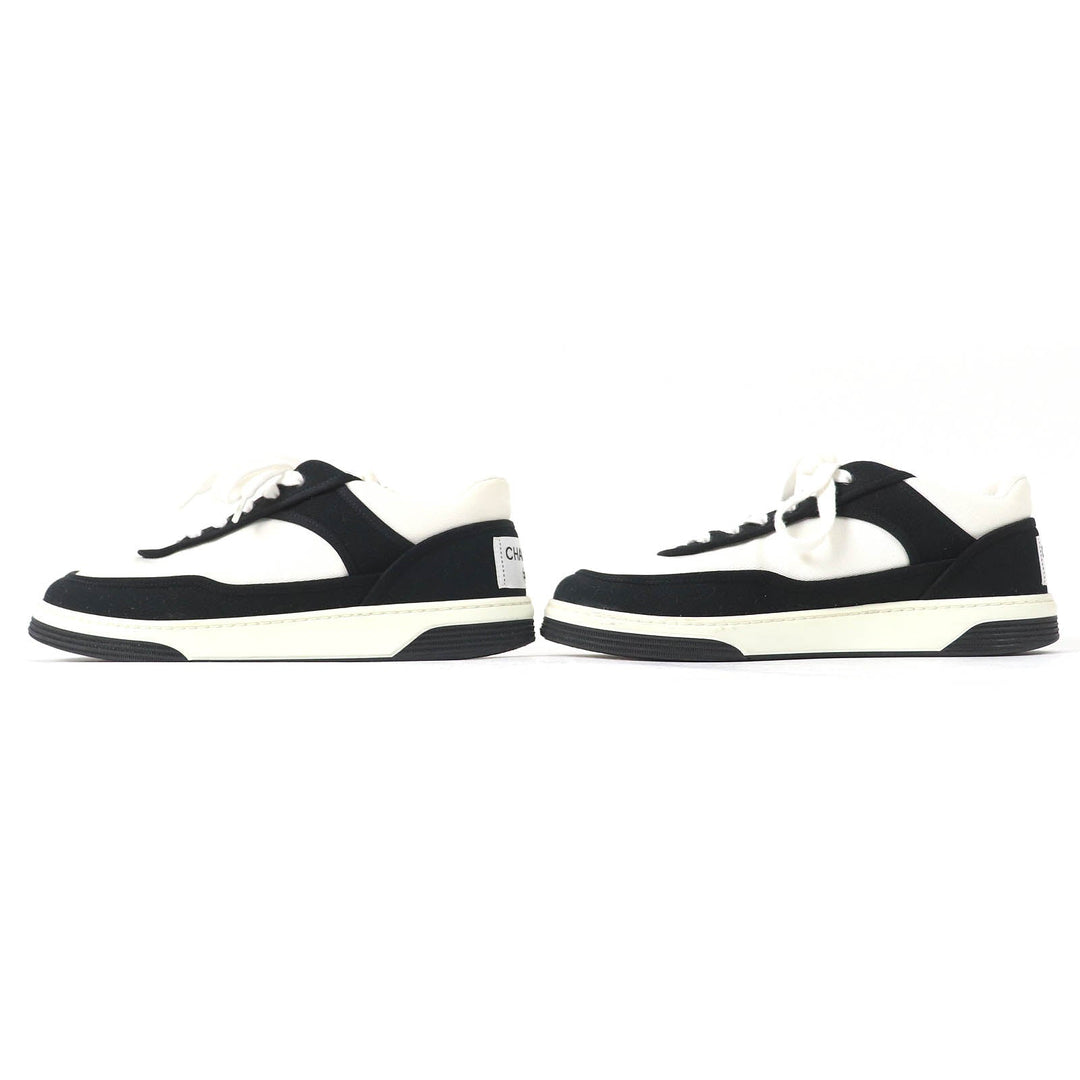 CHANEL Low cut sneakers G37488 Main: Canvas Black White Women 37 Used Authentic