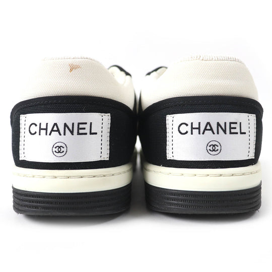 CHANEL Low cut sneakers G37488 Main: Canvas Black White Women 37 Used Authentic