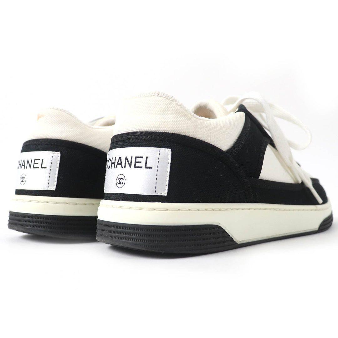 CHANEL Low cut sneakers G37488 Main: Canvas Black White Women 37 Used Authentic