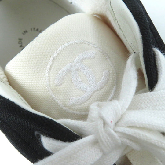 CHANEL Low cut sneakers G37488 Main: Canvas Black White Women 37 Used Authentic