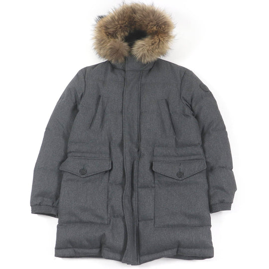 Dunhill down coat Outer: 90% wool, Outer: 8% cashmere, Outer: 2% polyurethane, Lining: 90% nylon, Lining: 10% polyurethane gray mens Used Authentic