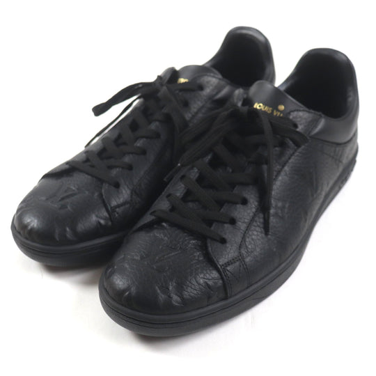LOUIS VUITTON Low cut sneakers Main: Leather black Luxembourg line mens 6.5 Used Authentic