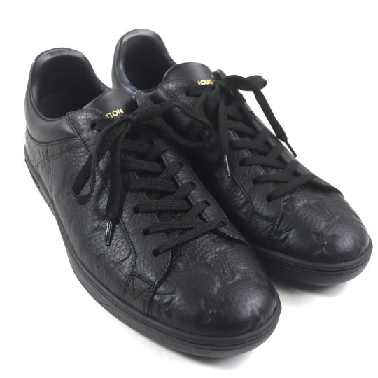 LOUIS VUITTON Low cut sneakers Main: Leather black Luxembourg line mens 6.5 Used Authentic