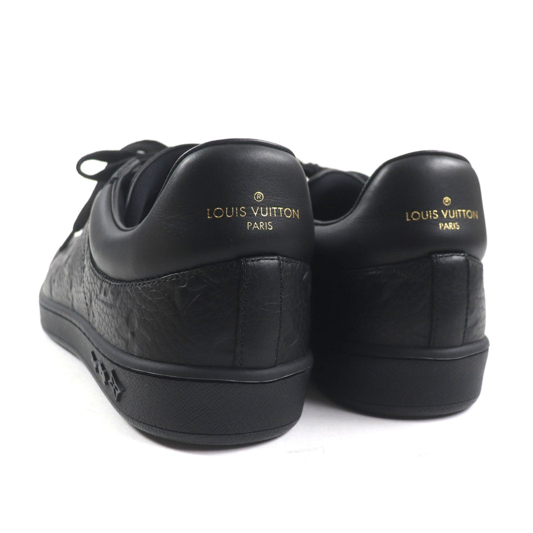 LOUIS VUITTON Low cut sneakers Main: Leather black Luxembourg line mens 6.5 Used Authentic