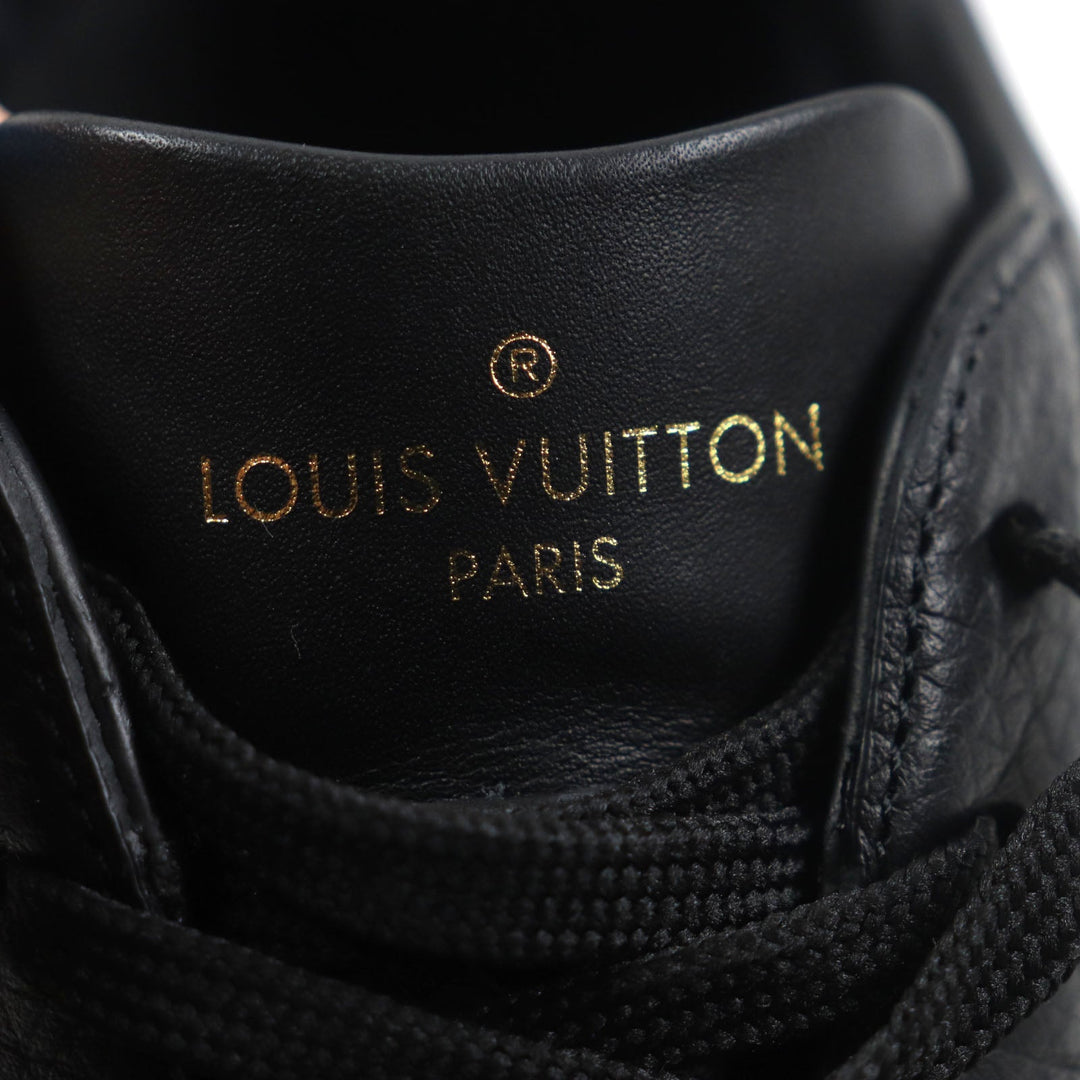 LOUIS VUITTON Low cut sneakers Main: Leather black Luxembourg line mens 6.5 Used Authentic