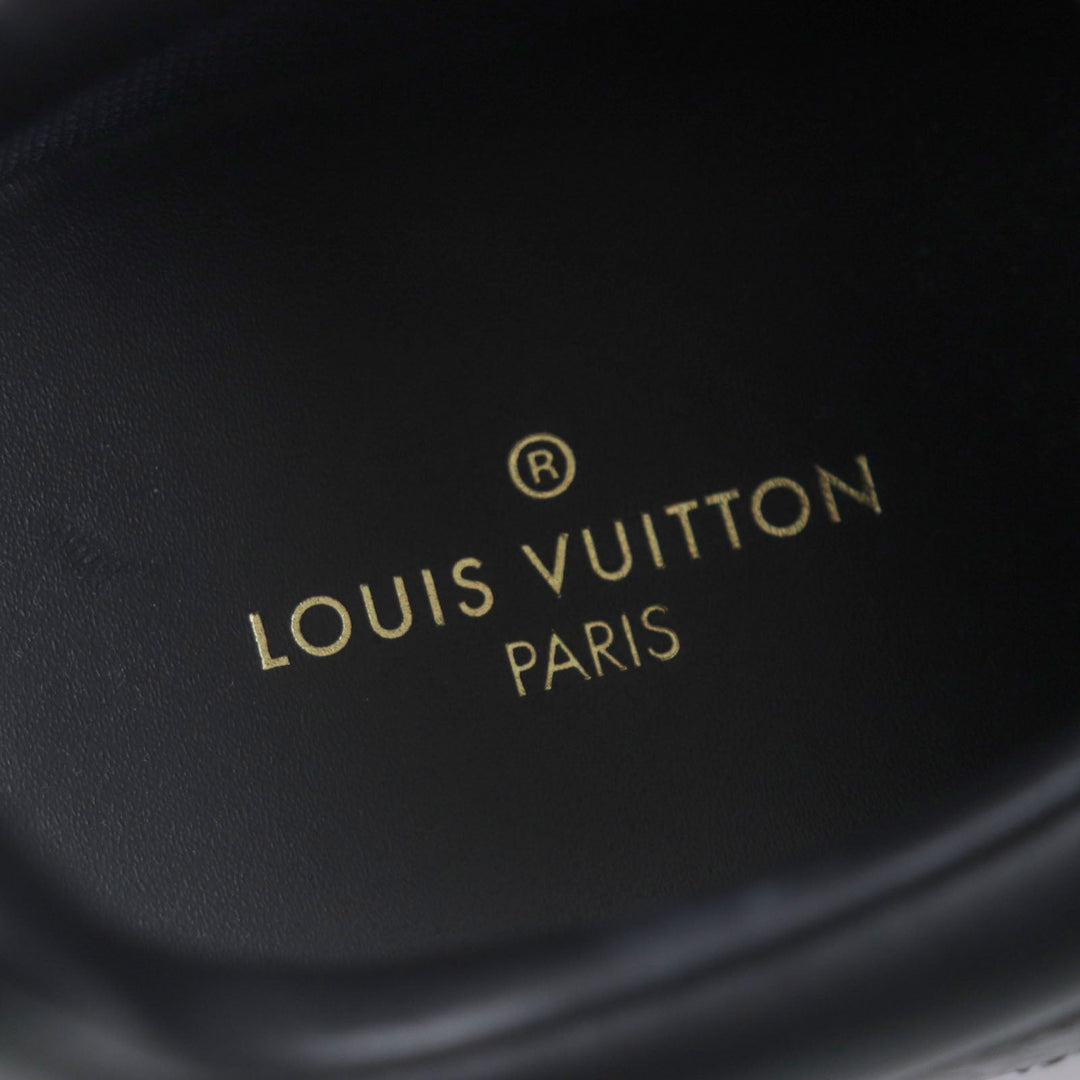 LOUIS VUITTON Low cut sneakers Main: Leather black Luxembourg line mens 6.5 Used Authentic