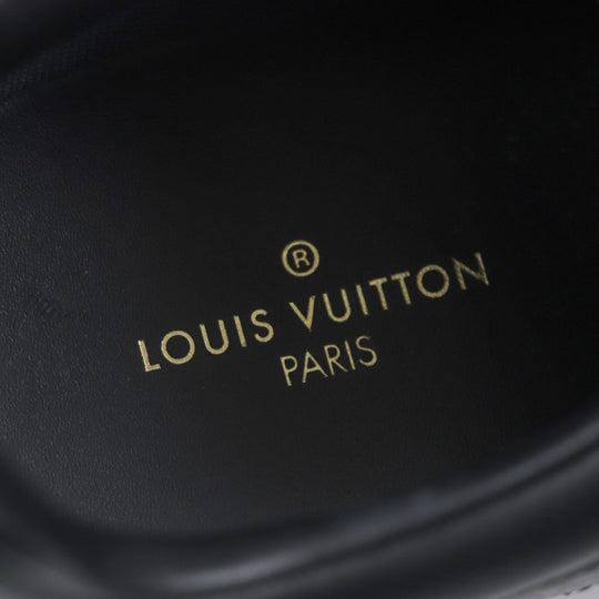 LOUIS VUITTON Low cut sneakers Main: Leather black Luxembourg line mens 6.5 Used Authentic