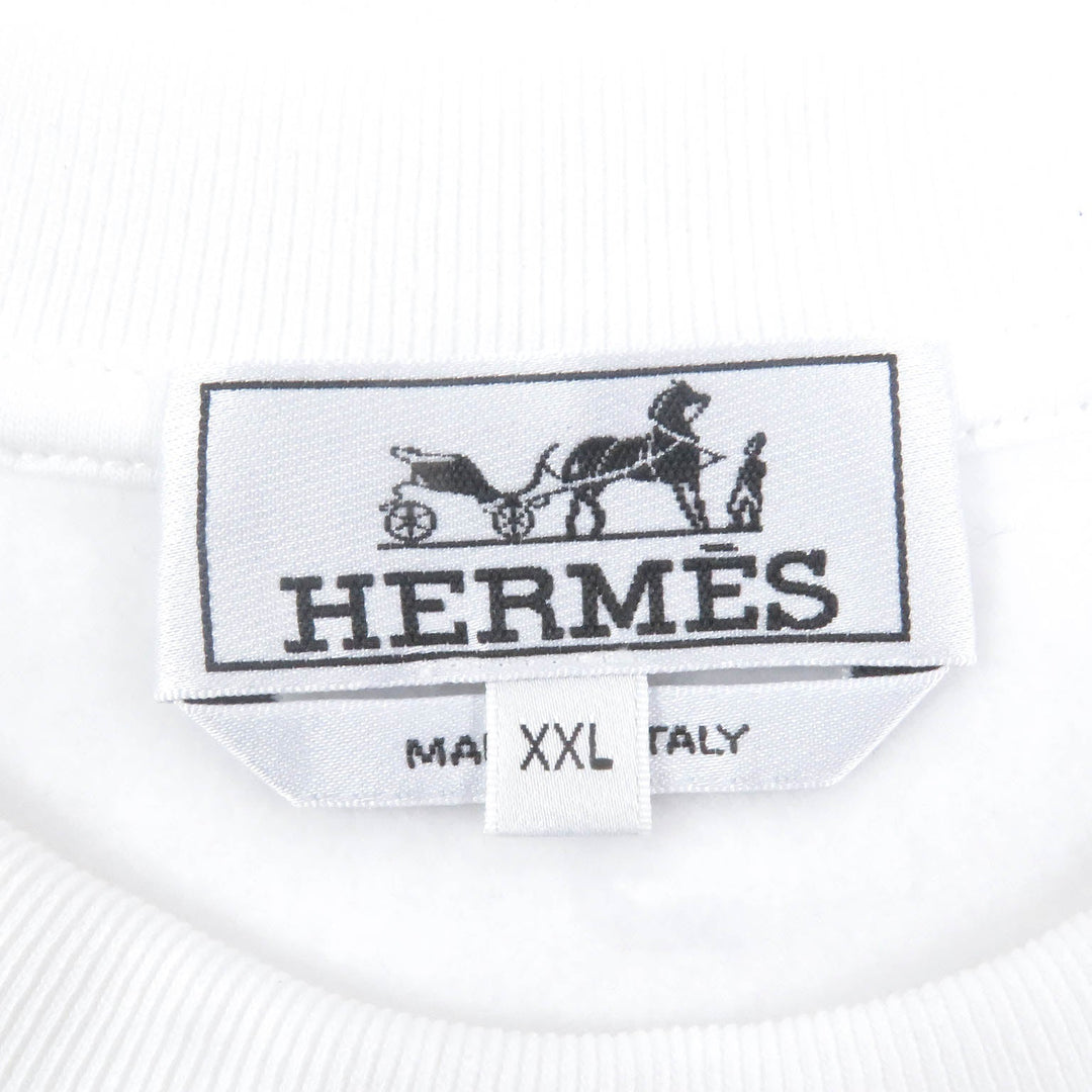 HERMES sweat Main: 100% cotton, part: 90% cotton, part: 10% polyurethane, part: 80% nylon, part: 20% polyurethane white mens XXL Used Authentic