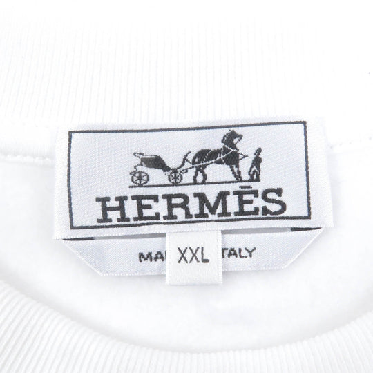 HERMES sweat Main: 100% cotton, part: 90% cotton, part: 10% polyurethane, part: 80% nylon, part: 20% polyurethane white mens XXL Used Authentic