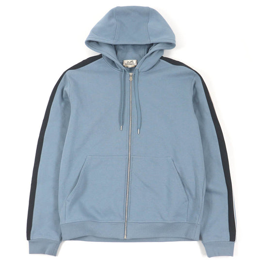 HERMES Hoodie Main: 100% cotton, part: 90% cotton, part: 10% polyurethane, part: 80% nylon, part: 20% polyurethane blue Run H mens L Used Authentic