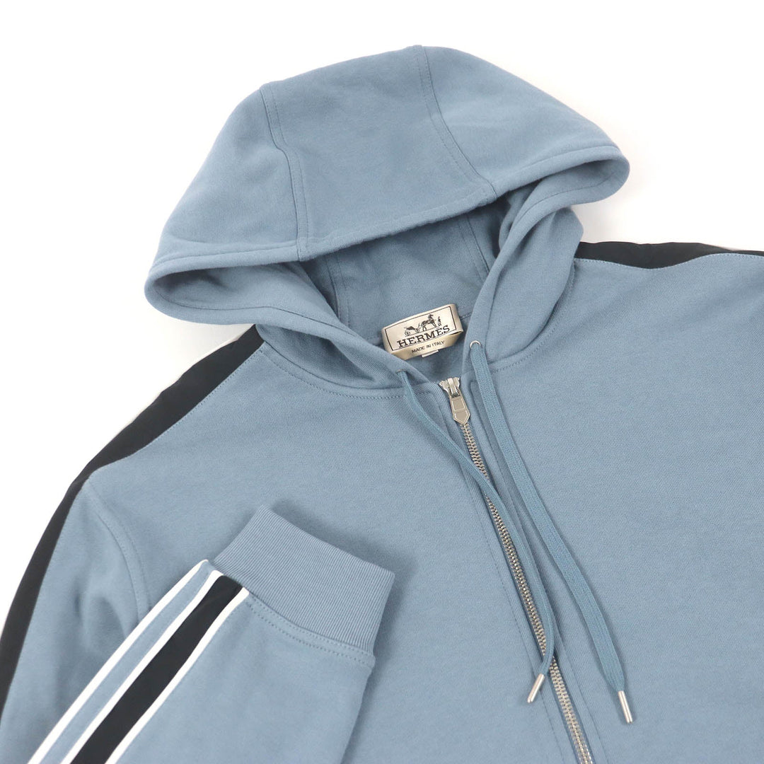 HERMES Hoodie Main: 100% cotton, part: 90% cotton, part: 10% polyurethane, part: 80% nylon, part: 20% polyurethane blue Run H mens L Used Authentic