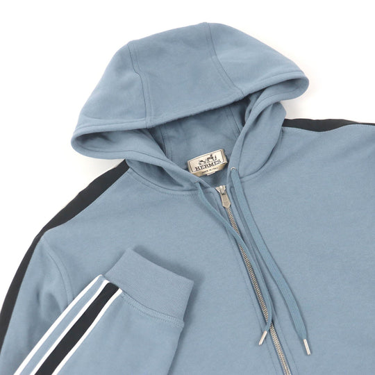 HERMES Hoodie Main: 100% cotton, part: 90% cotton, part: 10% polyurethane, part: 80% nylon, part: 20% polyurethane blue Run H mens L Used Authentic