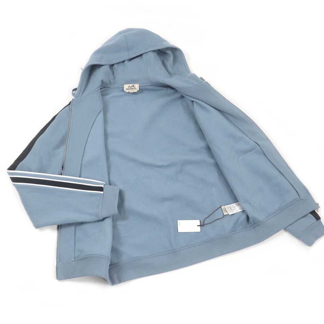 HERMES Hoodie Main: 100% cotton, part: 90% cotton, part: 10% polyurethane, part: 80% nylon, part: 20% polyurethane blue Run H mens L Used Authentic