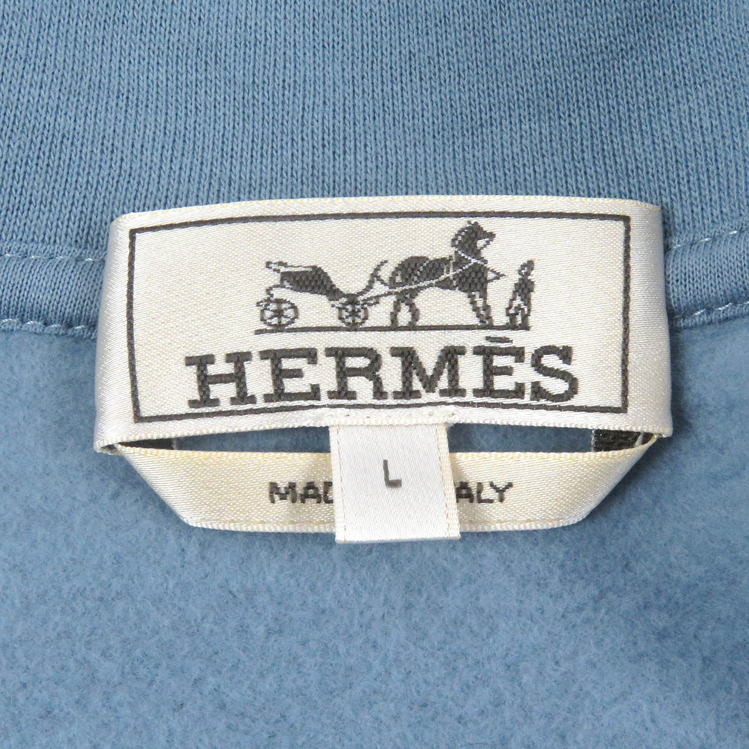 HERMES Hoodie Main: 100% cotton, part: 90% cotton, part: 10% polyurethane, part: 80% nylon, part: 20% polyurethane blue Run H mens L Used Authentic
