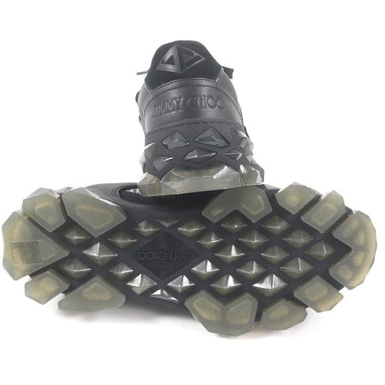 JIMMY CHOO Low cut sneakers Part: Leather Black Silver DIAMOND X STRAP mens 40 Used Authentic