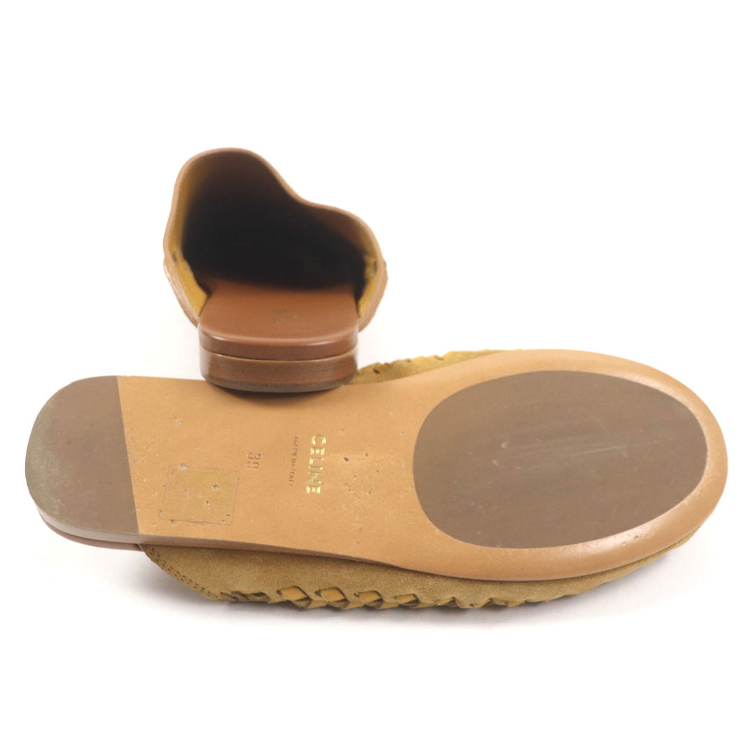 CELINE Mule Main: Suede leather, Main: Calf leather Brown Marl Triomphe mens 39 Used Authentic