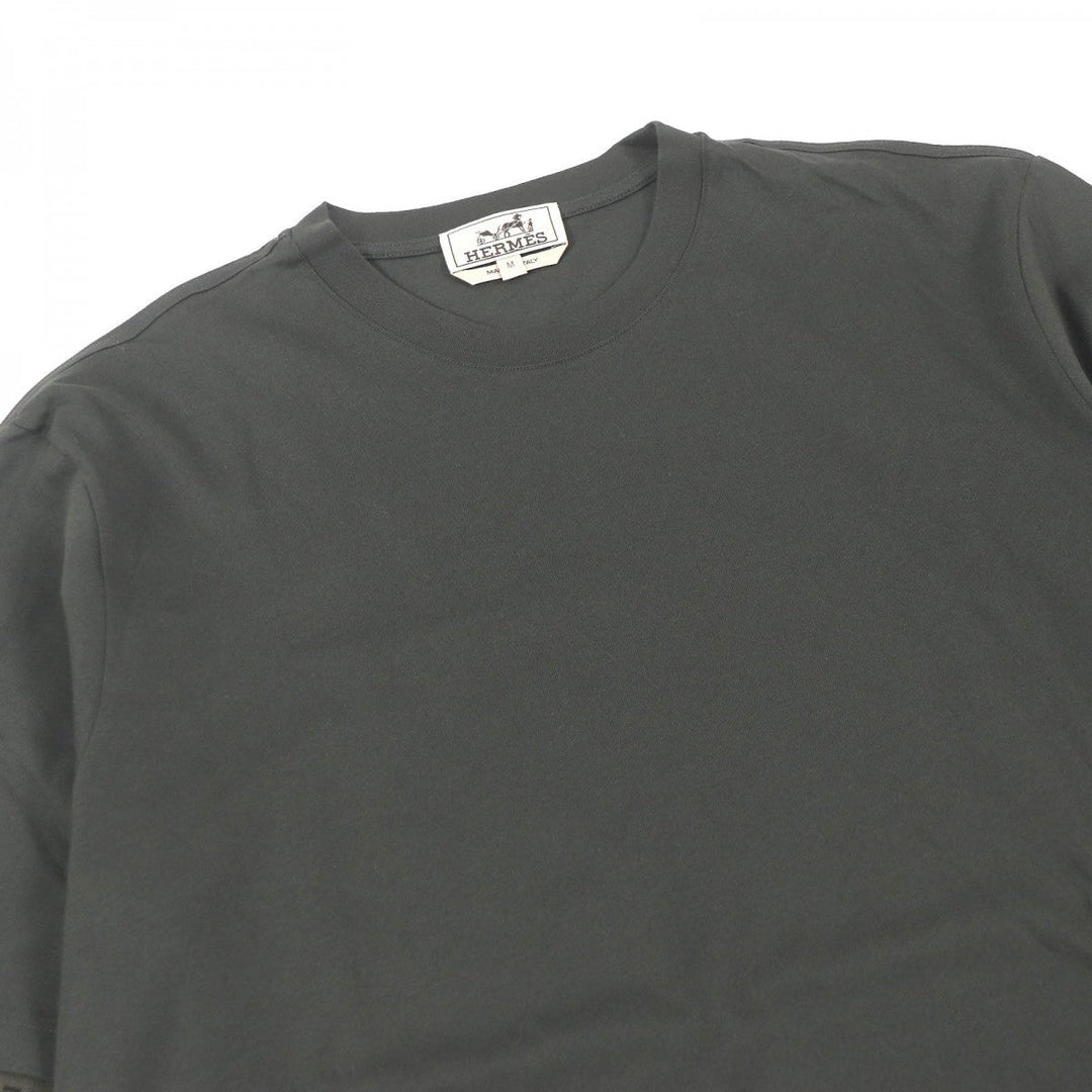 HERMES Short sleeve T-shirt Main: 100% cotton khaki mens M Used Authentic