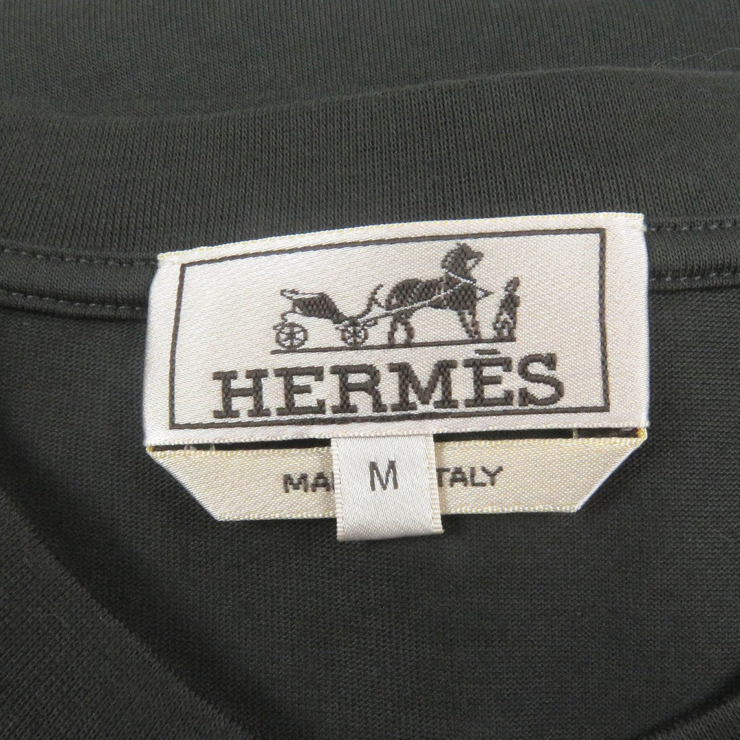 HERMES Short sleeve T-shirt Main: 100% cotton khaki mens M Used Authentic