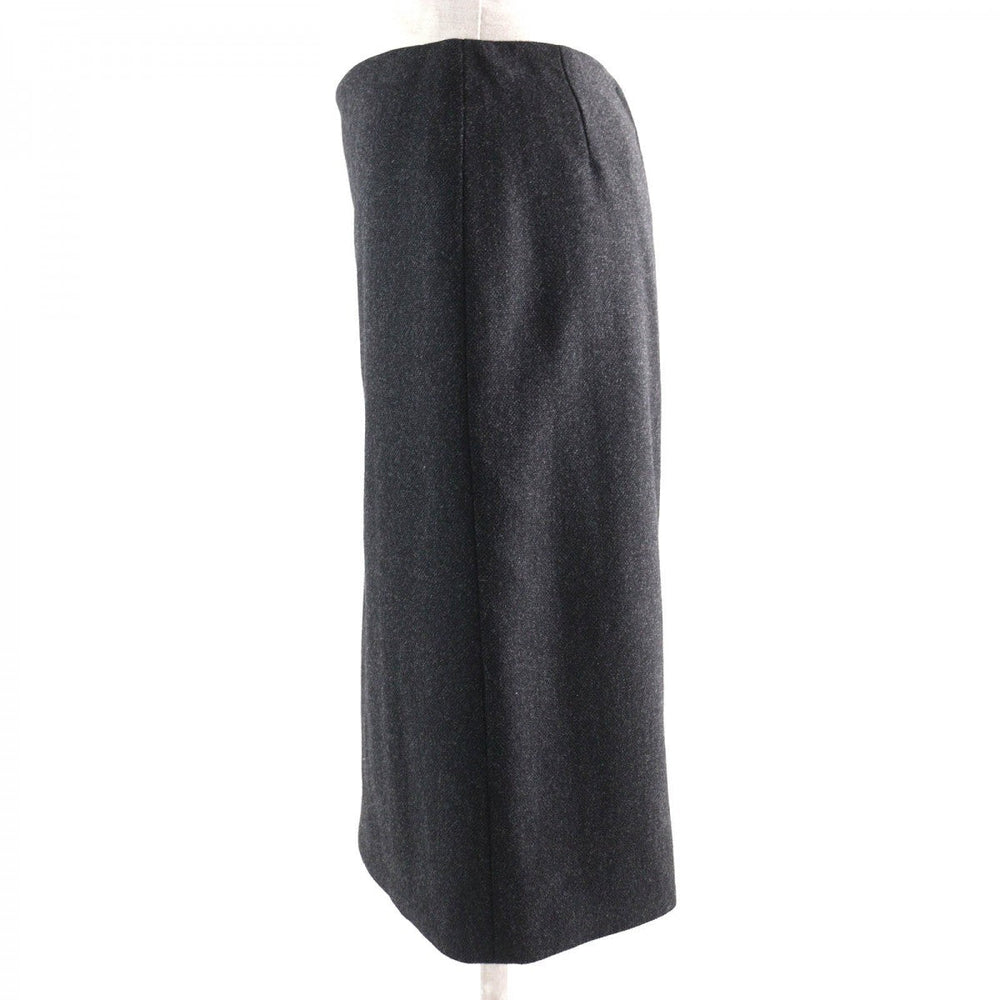 HERMES Tight Skirt Outer: 85% wool, Outer: 15% cashmere, Leather: cowhide, Lining: 100% silk Dark gray Women 36 Used Authentic