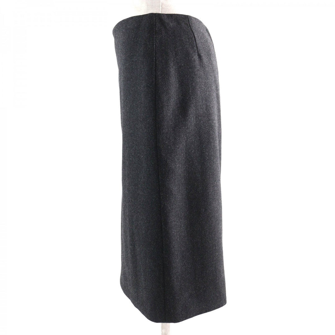 HERMES Tight Skirt Outer: 85% wool, Outer: 15% cashmere, Leather: cowhide, Lining: 100% silk Dark gray Women 36 Used Authentic