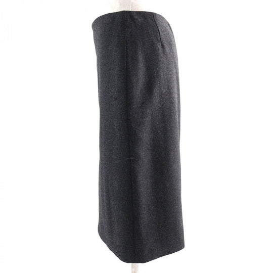 HERMES Tight Skirt Outer: 85% wool, Outer: 15% cashmere, Leather: cowhide, Lining: 100% silk Dark gray Women 36 Used Authentic