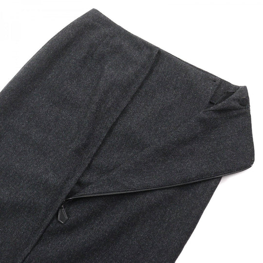 HERMES Tight Skirt Outer: 85% wool, Outer: 15% cashmere, Leather: cowhide, Lining: 100% silk Dark gray Women 36 Used Authentic