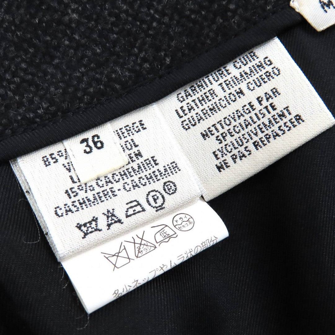 HERMES Tight Skirt Outer: 85% wool, Outer: 15% cashmere, Leather: cowhide, Lining: 100% silk Dark gray Women 36 Used Authentic