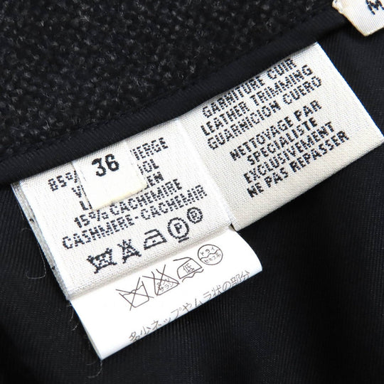 HERMES Tight Skirt Outer: 85% wool, Outer: 15% cashmere, Leather: cowhide, Lining: 100% silk Dark gray Women 36 Used Authentic