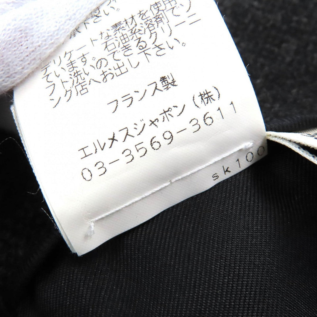 HERMES Tight Skirt Outer: 85% wool, Outer: 15% cashmere, Leather: cowhide, Lining: 100% silk Dark gray Women 36 Used Authentic